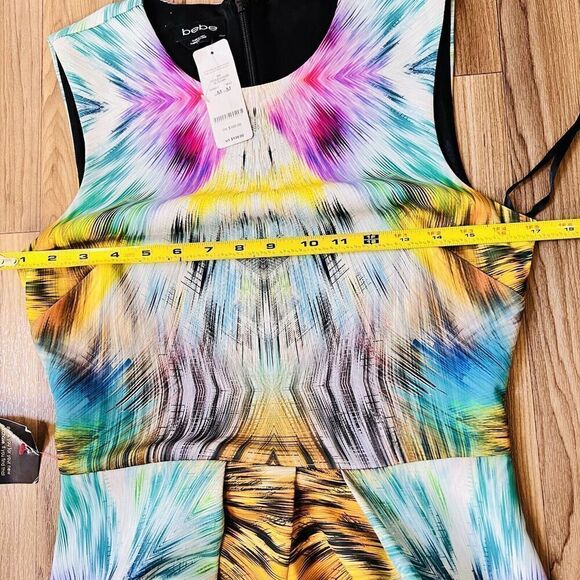Bebe Alexis Sz M Mini Skater Dress Animal Print Tie Dye Fit Flare $139 NWT 0836 - Picture 14 of 15